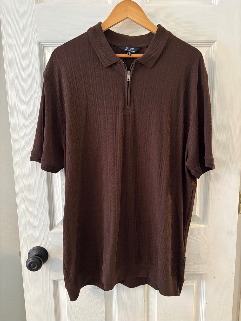 Ben Sherman Brown Short-Sleeve Zip Polo